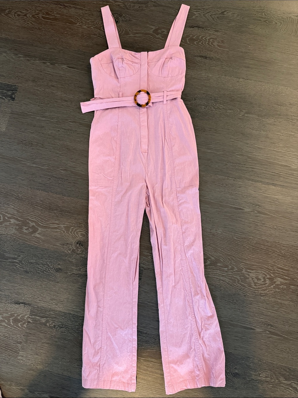 Zara Pink Tortoiseshell Buckle Wide-Leg Jumpsuit